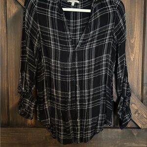 Calvin Klein Jeans Black and White Checkered Blouse